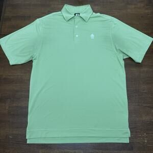 Footjoy Golf Polo Shirt Men's Medium Green Pine Tree CC Stretch Performance